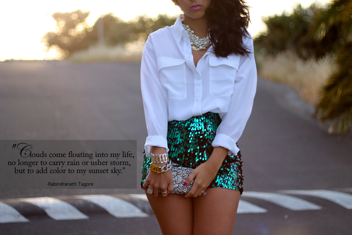 sequin shorts outfit